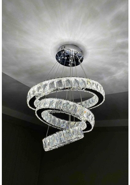 Plaket Kristal Taş Işlemeli Krom Paslanmaz Ledli 20-30-40 cm Kumandalı
