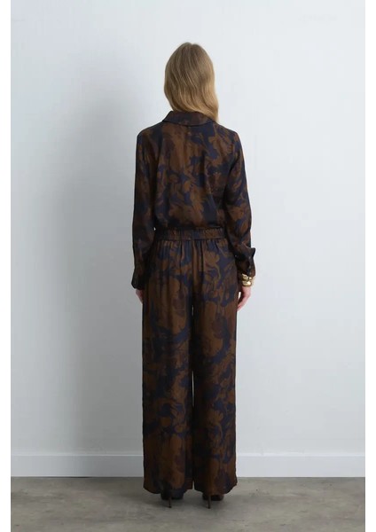 Anka Koleksiyonu Bol Paça Viskon Saten Pantolon - Kahverengi indirimleri