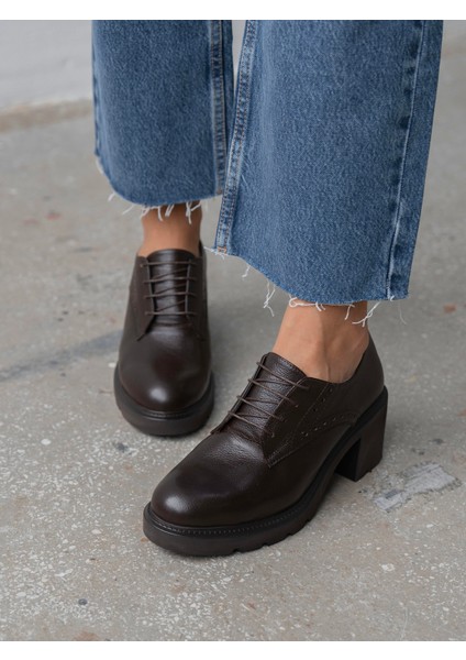 Svor Kahve Hakiki Deri Kadın Makosen modelleri