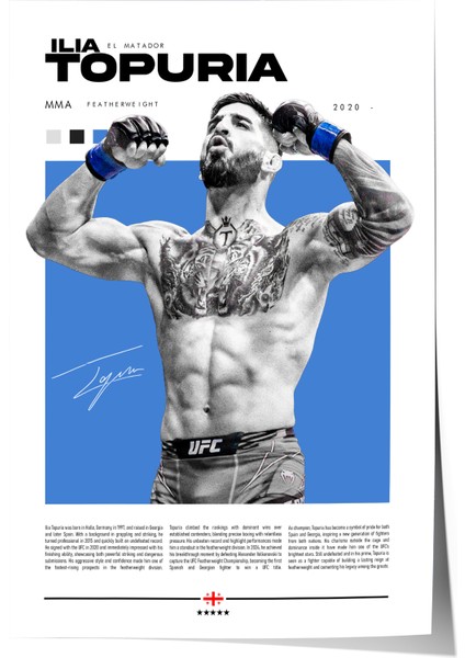 Ilia Topuria - El Matador Poster - Ufc Ilia Topruia Posteri - Çerçevesiz modelleri