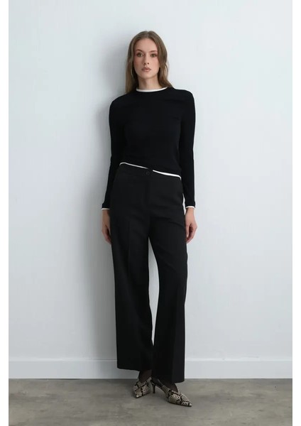 Palazzo Kumaş Pantolon - Siyah modelleri