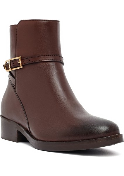 Kadın Kahverengi Fermuarlı Deri Bot 25WFD281418