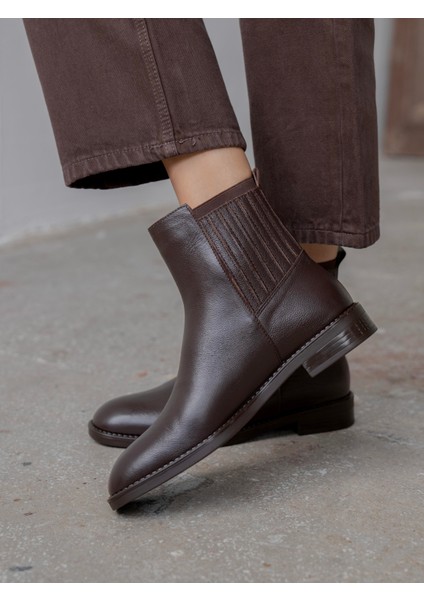 Evora Kahve Hakiki Deri Kadın Bot modelleri
