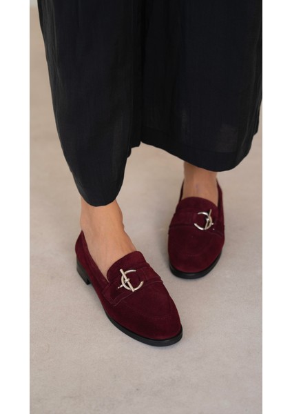 Fern Bordo Süet Hakiki Deri Kadın Makosen fırsatları