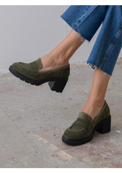 Caly Haki Süet Hakiki Deri Kadın Makosen