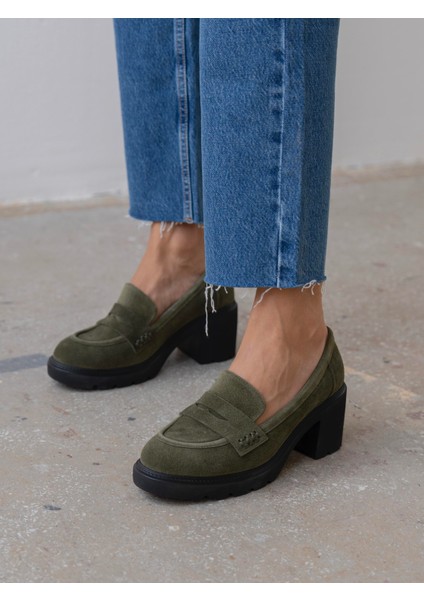 Caly Haki Süet Hakiki Deri Kadın Makosen modelleri