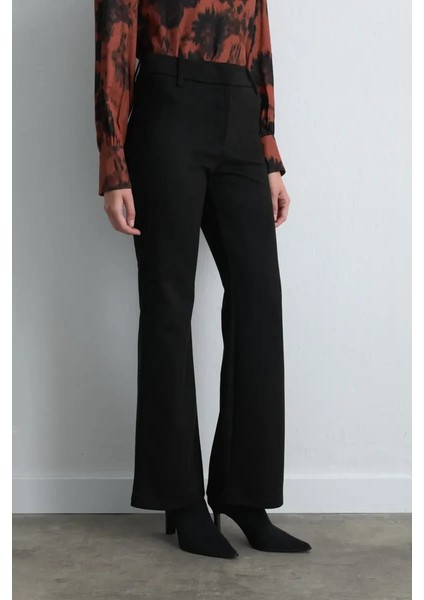 Geniş Paçalı Suni Süet Pantolon - Siyah fiyatları