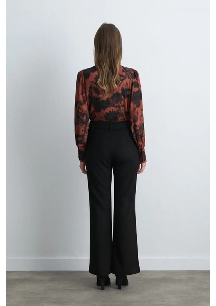 Geniş Paçalı Suni Süet Pantolon - Siyah modelleri