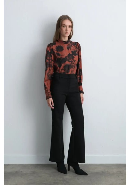 Geniş Paçalı Suni Süet Pantolon - Siyah fırsatları