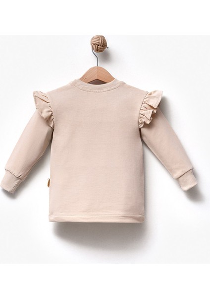 Fırfırlı Yakası Çiçek Nakışlı 2 Iplik Uzun Kol Kız Çocuk Sweatshirt modelleri