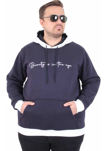 Mocgrande Büyük Beden Kapüşonlu 3ip Sweat Beauty 25714 Lacıvert