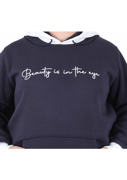 Mocgrande Büyük Beden Kapüşonlu 3ip Sweat Beauty 25714 Lacıvert modelleri