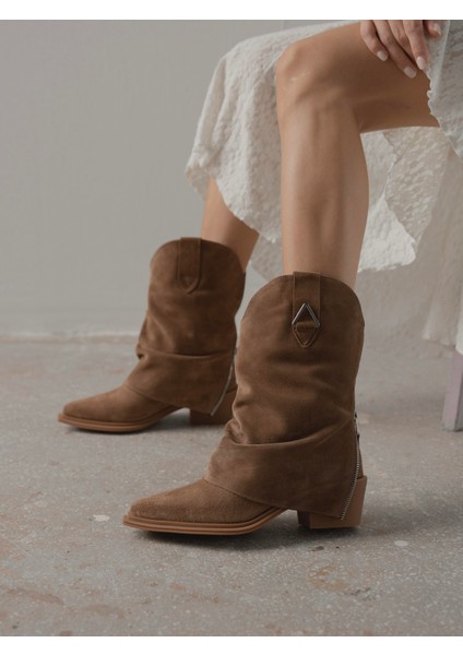 Karla Camel Süet Hakiki Deri Kadın Bot fiyatları