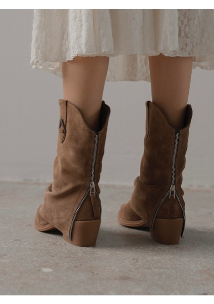 Karla Camel Süet Hakiki Deri Kadın Bot modelleri
