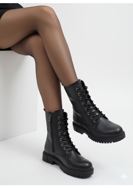 Kadın Bağcıklı Fermuarlı Düz Desen Kaymaz Taban Postal fiyatları