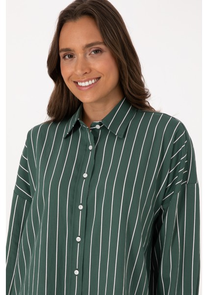 Kadın Koyu Yeşil Gömlek Desenli 50308795-VR079 fiyatları