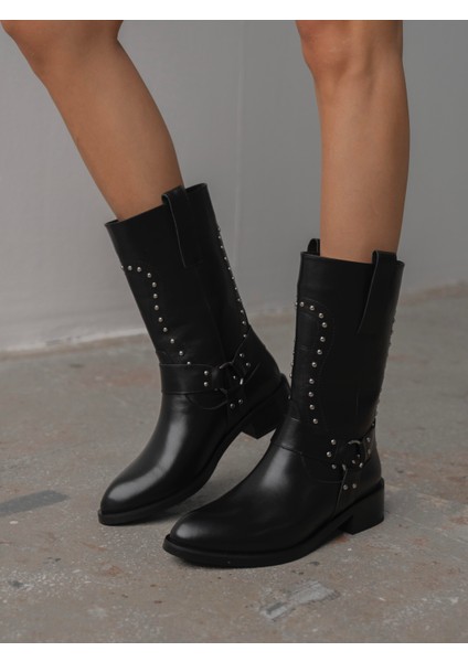 Vocal Siyah Troklu Hakiki Deri Kadın Bot