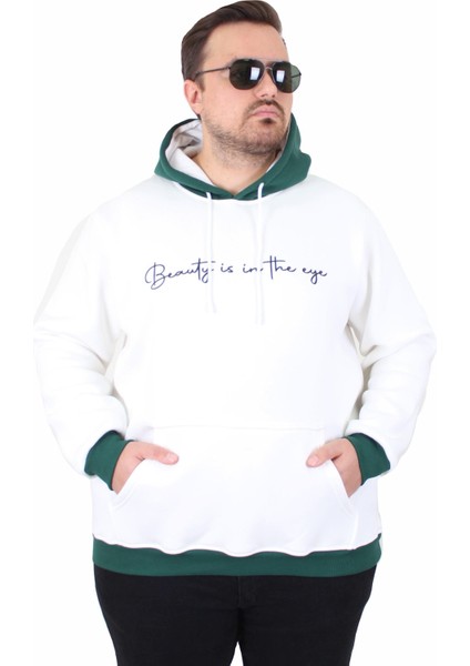 Mocgrande Büyük Beden Kapüşonlu 3ip Sweat Beauty 25714 Ekru