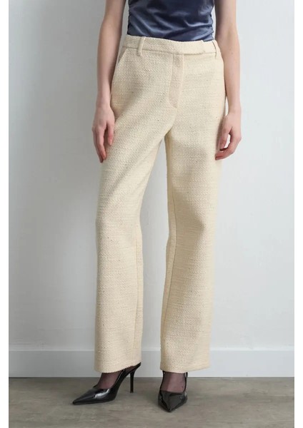 Boru Paça Tüvit Pantolon - Ekru fırsatları