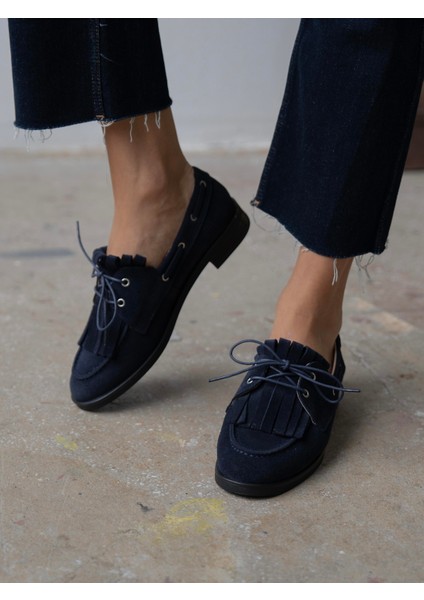 Soren Lacivert Süet Hakiki Deri Kadın Makosen fiyatları