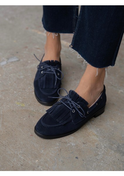 Soren Lacivert Süet Hakiki Deri Kadın Makosen fırsatları