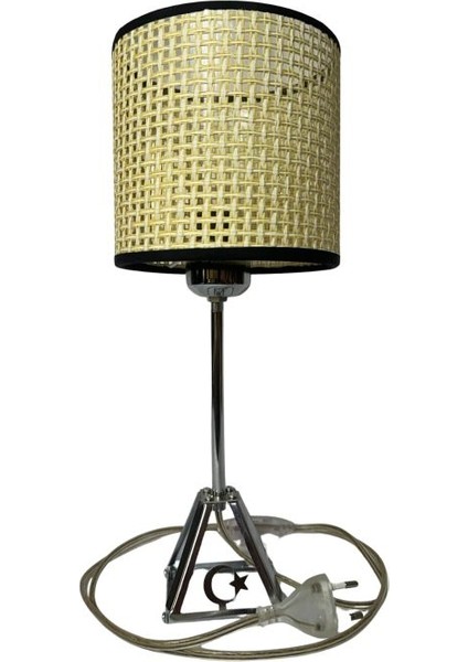 1704 Luxe Hazeran Rattan Abajurlu Metal Ayaklı Masa Lambası modelleri