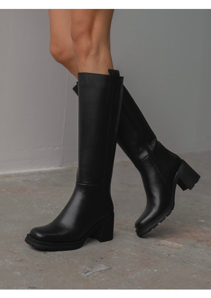 Livia Siyah Hakiki Deri Kadın Çizme modelleri