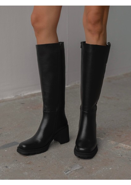 Livia Siyah Hakiki Deri Kadın Çizme fırsatları