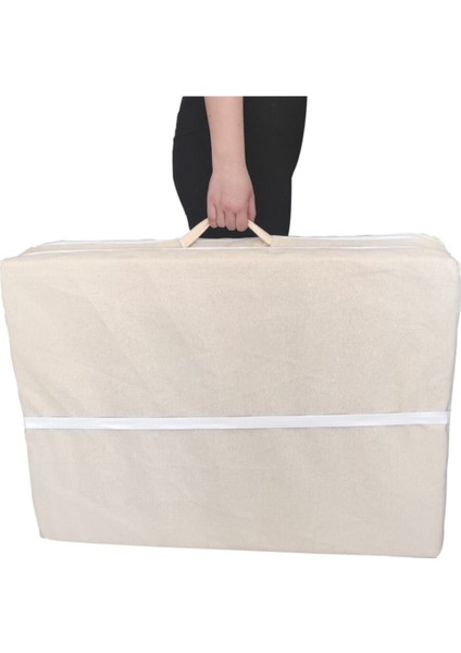 Katlanır Yatak Yer Yatağı Sünger Yatak Taşınabilen Tek Kişilik 80X180 Krem-6 cm