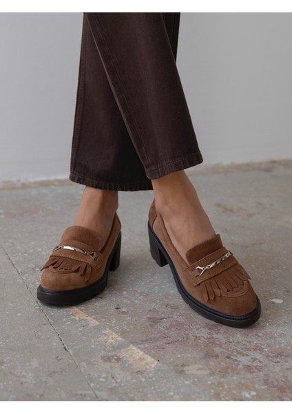 Epis Camel Süet Hakiki Deri Kadın Makosen modelleri