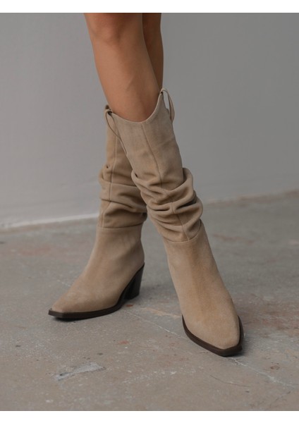 Dune Bej Süet Hakiki Deri Kadın Çizme fiyatları