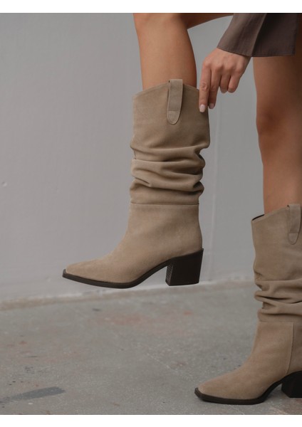 Dune Bej Süet Hakiki Deri Kadın Çizme indirimleri