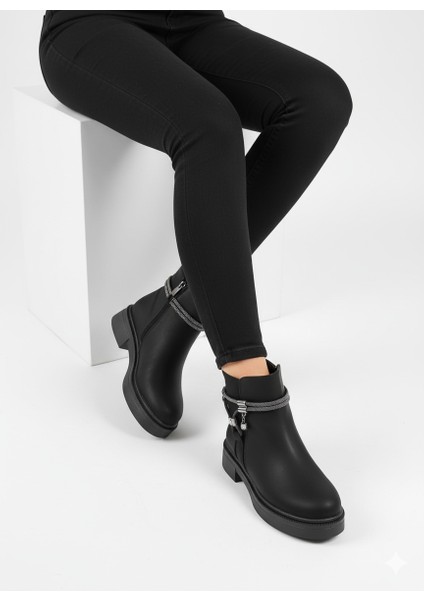 Kadın Taşlı Kaydırmaz Taban Düz Bilek Bot modelleri