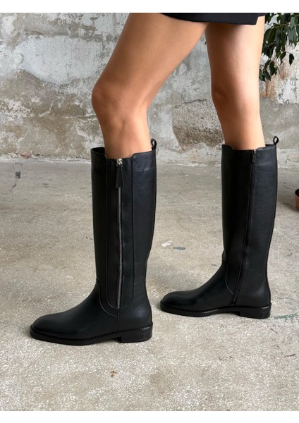 Celly Siyah Hakiki Deri Kadın Çizme modelleri