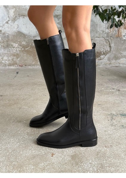 Celly Siyah Hakiki Deri Kadın Çizme fırsatları