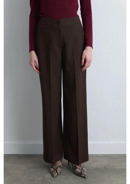 Palazzo Kumaş Pantolon - Kahverengi modelleri