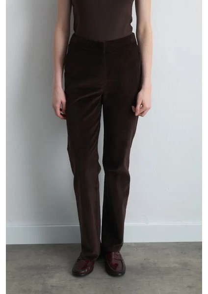 Anka Koleksiyonu Fitilli Kadife Boru Paça Pantolon - Kahverengi modelleri