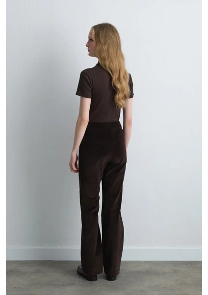 Anka Koleksiyonu Fitilli Kadife Boru Paça Pantolon - Kahverengi indirimleri