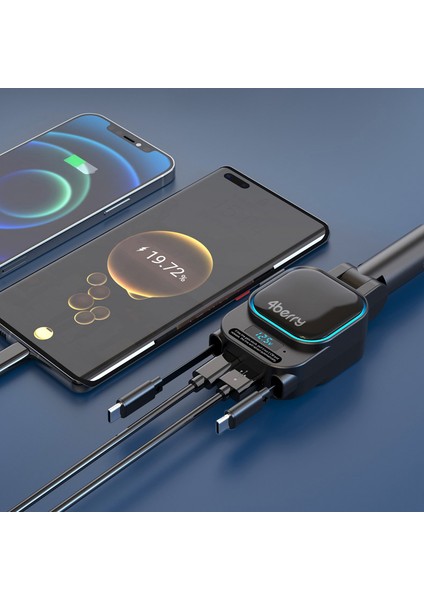 SC07 96W Araç Şarj Cihazı – PD3.0 & QC3.0 Hızlı Şarj, Çift Toplanabilir Kablo, LED Ekran modelleri