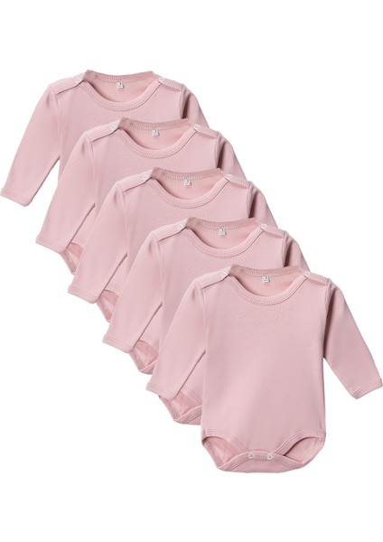 %100 Pamuklu Penye Likralı Kumaş Çıtçıtlı Uzun Kol Bebek Badi Zıbın Renkli