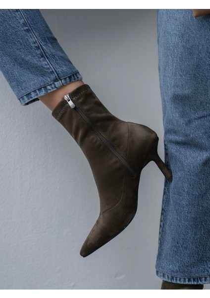 Dina Streç Haki Süet Bot modelleri