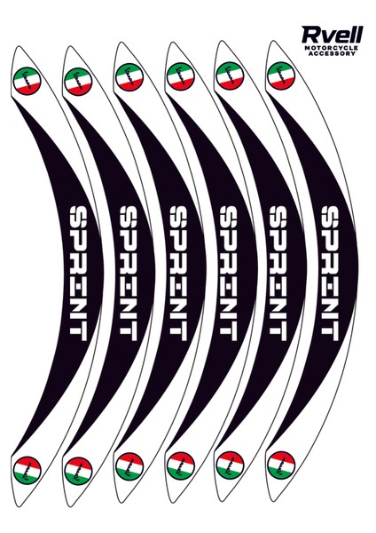 Rvell Vespa Sprınt Uyumlu Jant Şeridi Seti - 12 Parça ( Siyah - Beyaz ) 001