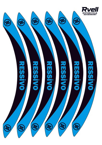 Rvell Mondial Ressivo Uyumlu Jant Şeridi Seti - 12 Parça ( Siyah - Mavi ) 002