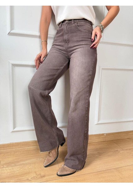 Zr Kahve Wide Leg Jean