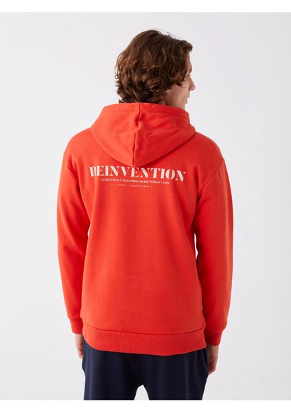 Xsıde Kırmızı Uzun Kollu Baskılı Erkek Kalın Hoodie indirimleri