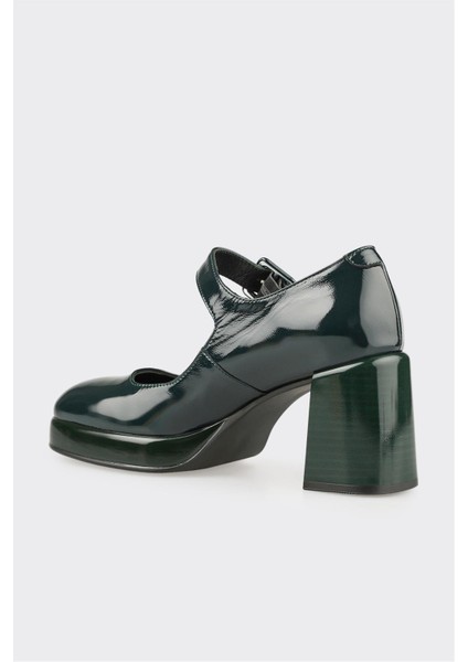 Yeşil Deri Kadın Ayakkabı modelleri