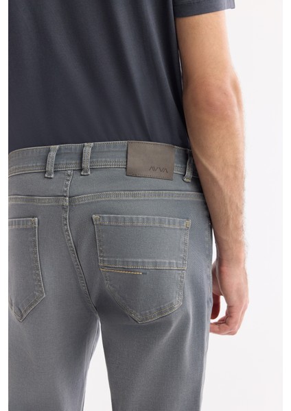 Erkek Gri Eskitme Yıkamalı Esnek Berlin Slim Fit Jean Pantolon B003524