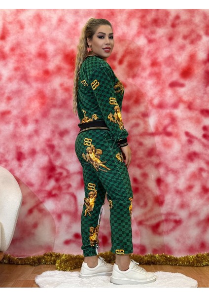 Takım Kadın Kadife Taş Işlemeli Eşofman Takımı – Fermuarlı Sweatshirt ve Pantolon Günlük Şık Spor fiyatları