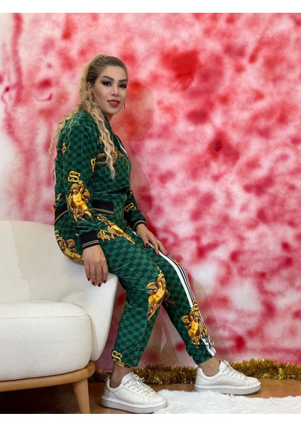 Takım Kadın Kadife Taş Işlemeli Eşofman Takımı – Fermuarlı Sweatshirt ve Pantolon Günlük Şık Spor modelleri