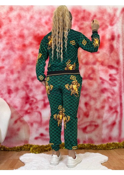 Takım Kadın Kadife Taş Işlemeli Eşofman Takımı – Fermuarlı Sweatshirt ve Pantolon Günlük Şık Spor fırsatları